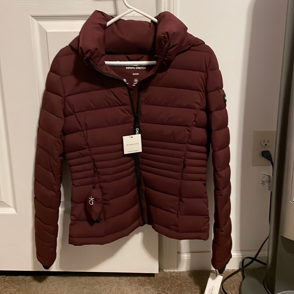 Calvin Klein infinite stretch burgundy color winter coat